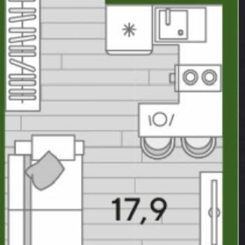 Продается 1-комнатная квартира, 21,1 м²