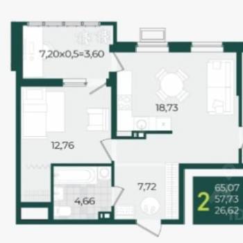 Продается 1-комнатная квартира, 75 м²