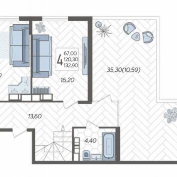 Продается Многокомнатная квартира, 120,3 м²