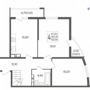 Продается Многокомнатная квартира, 120,3 м²