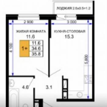 Сдается 1-комнатная квартира, 36,6 м²