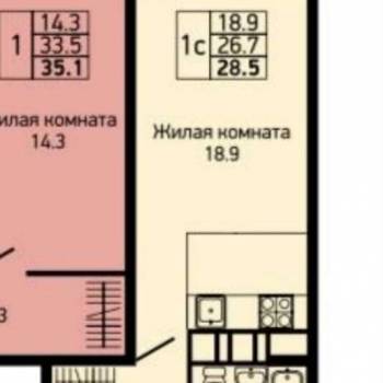 Продается 1-комнатная квартира, 28,5 м²