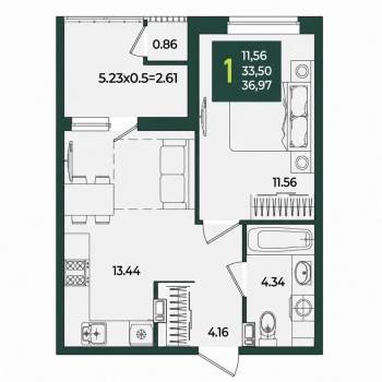 Сдается 1-комнатная квартира, 37 м²
