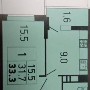Продается 1-комнатная квартира, 31,4 м²