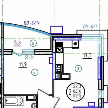 Продается 2-х комнатная квартира, 57,3 м²