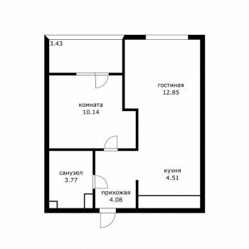 Продается 1-комнатная квартира, 38,8 м²