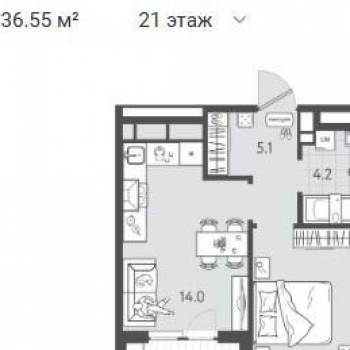 Сдается 1-комнатная квартира, 39 м²