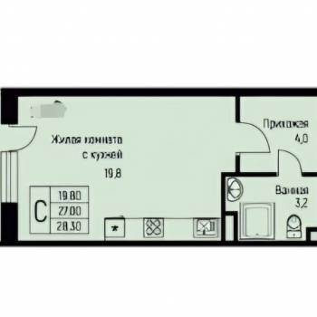 Продается 1-комнатная квартира, 31,5 м²