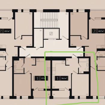 Продается 1-комнатная квартира, 36 м²