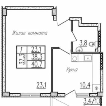 Продается 1-комнатная квартира, 48 м²
