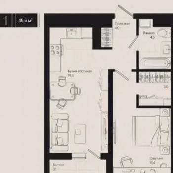 Сдается 2-х комнатная квартира, 45 м²
