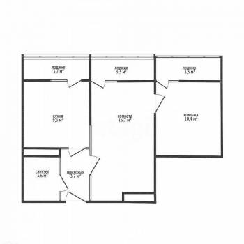 Продается 2-х комнатная квартира, 53 м²