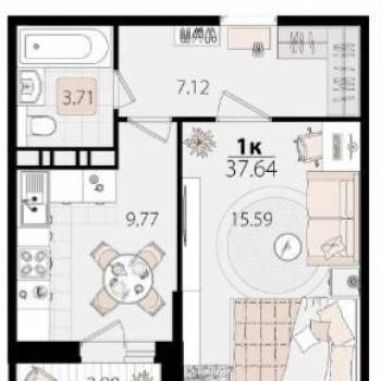 Продается 1-комнатная квартира, 38,6 м²
