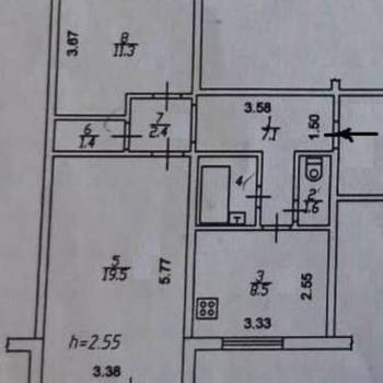 Продается 2-х комнатная квартира, 55 м²