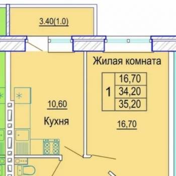 Продается 1-комнатная квартира, 36 м²