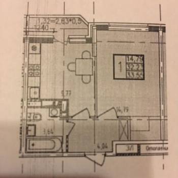 Продается 1-комнатная квартира, 32,2 м²