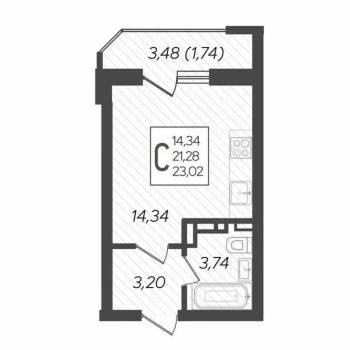 Продается 1-комнатная квартира, 23,5 м²