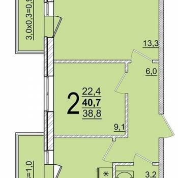 Сдается 1-комнатная квартира, 41 м²