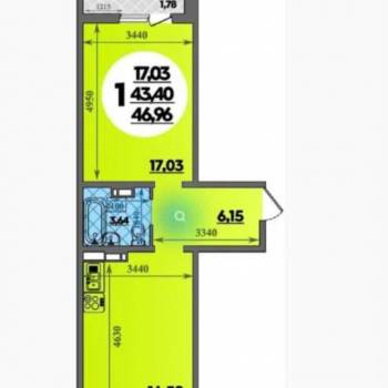 Сдается 1-комнатная квартира, 43,3 м²