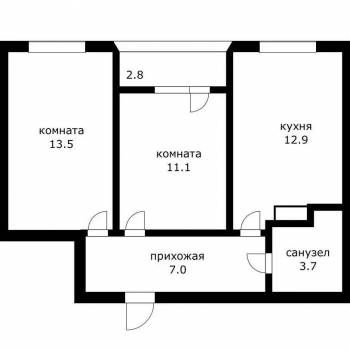 Продается 2-х комнатная квартира, 51 м²