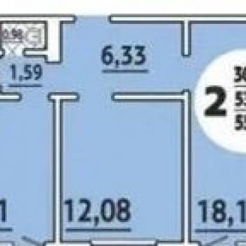 Продается 2-х комнатная квартира, 55 м²