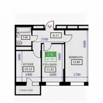 Продается 2-х комнатная квартира, 50 м²