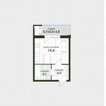 Продается 1-комнатная квартира, 25 м²