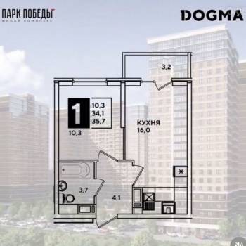 Продается 1-комнатная квартира, 36,1 м²