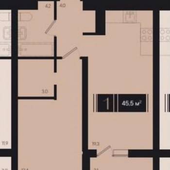 Продается 1-комнатная квартира, 45,2 м²