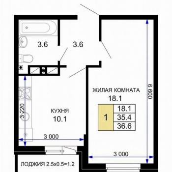Продается 1-комнатная квартира, 35,7 м²