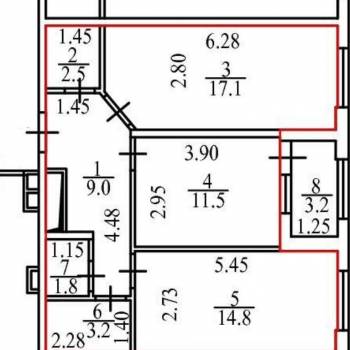 Продается 2-х комнатная квартира, 61,2 м²