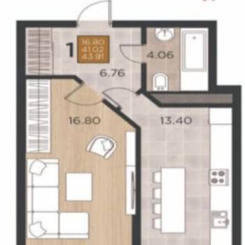 Сдается 1-комнатная квартира, 45 м²