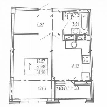 Продается 1-комнатная квартира, 31,2 м²