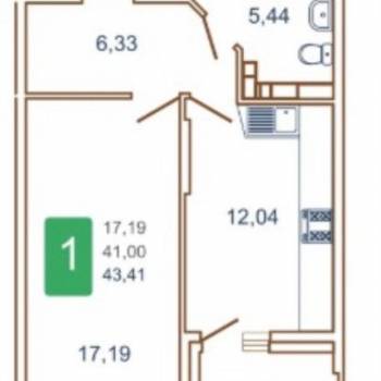 Сдается 1-комнатная квартира, 41,6 м²