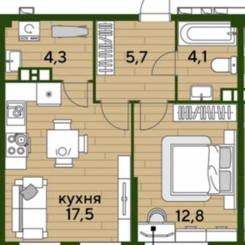 Сдается 1-комнатная квартира, 44,4 м²