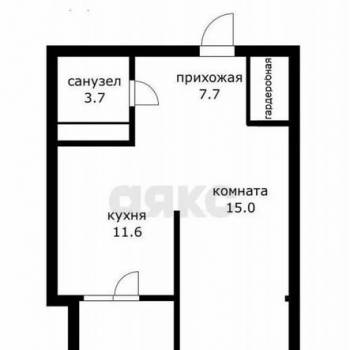 Продается 1-комнатная квартира, 45,3 м²