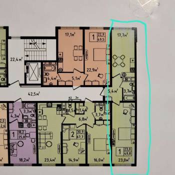 Продается 1-комнатная квартира, 49,8 м²