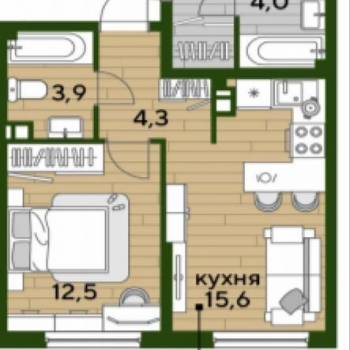 Продается 1-комнатная квартира, 36,4 м²
