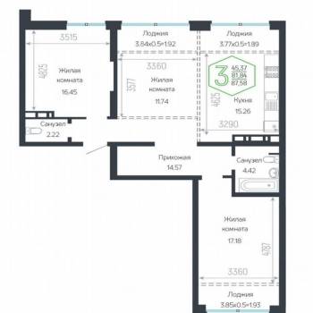 Продается 3-х комнатная квартира, 95 м²