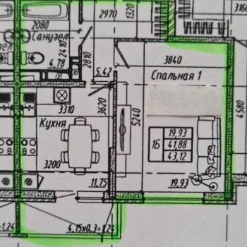Продается 1-комнатная квартира, 42 м²