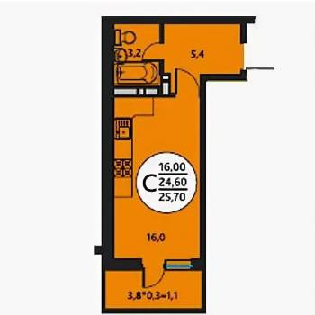 Продается 1-комнатная квартира, 28,2 м²