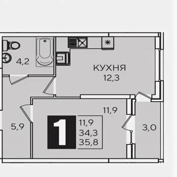 Сдается 1-комнатная квартира, 34,2 м²