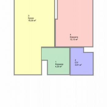 Продается 1-комнатная квартира, 38,3 м²