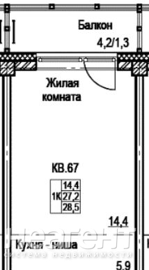 Продается 1-комнатная квартира, 29 м²