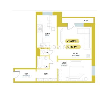 Продается 3-х комнатная квартира, 59 м²