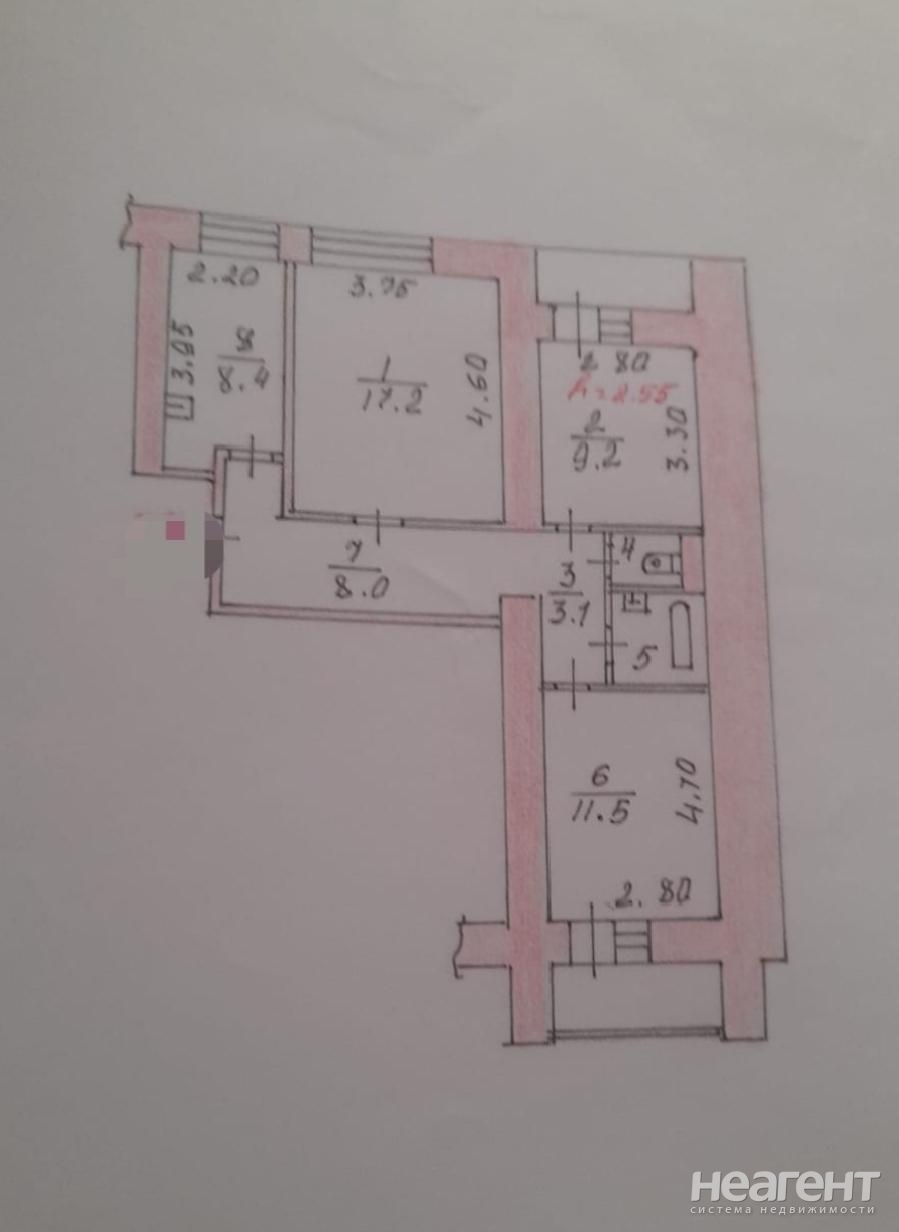 Продается 3-х комнатная квартира, 61 м²