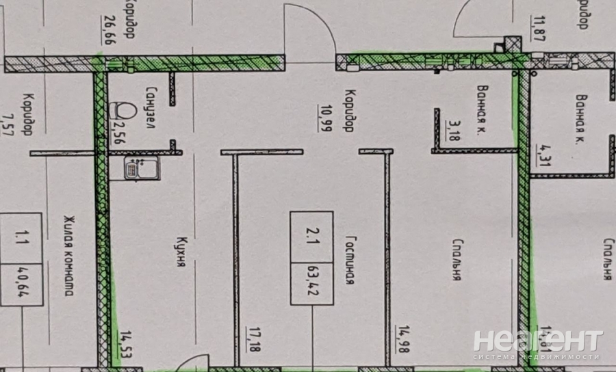 Продается 2-х комнатная квартира, 65 м²