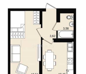 Продается 1-комнатная квартира, 36,2 м²