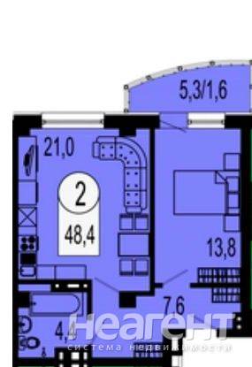 Продается 2-х комнатная квартира, 46,5 м²