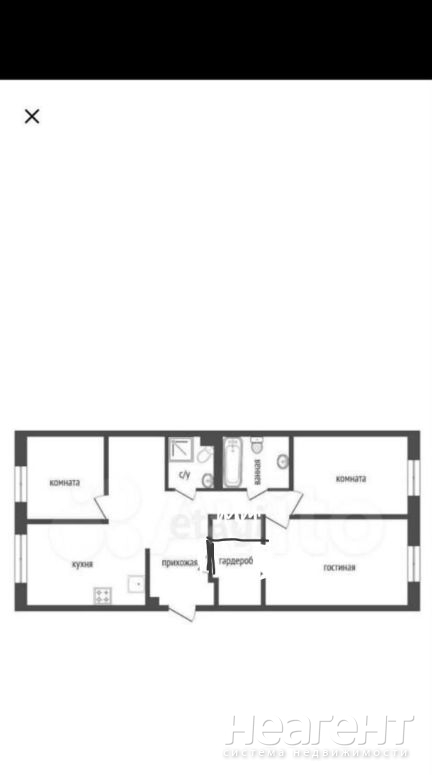 Продается 3-х комнатная квартира, 74 м²